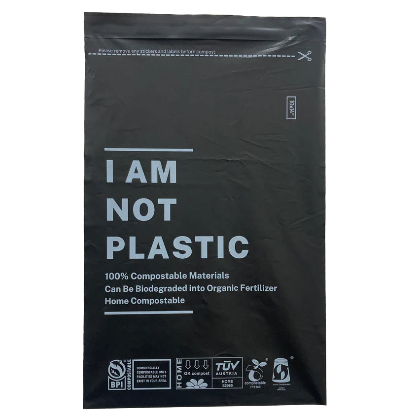 Compostable Black Mail Bag 10"x14"/25.4x35.6cm - Ecogreen Packaging